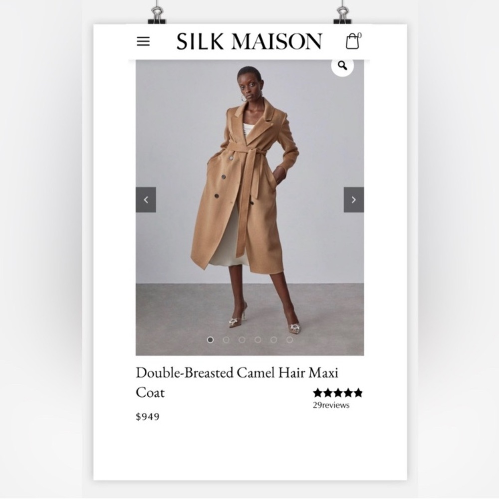NWT Silk Maison Double-Breasted Camel Hair Maxi Trench Coat In Tan Sz Large - Picture 15 of 15